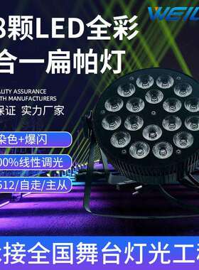 舞台灯光led18颗10w全彩四合一扁帕灯舞蹈室氛围染色背景灯DMX512