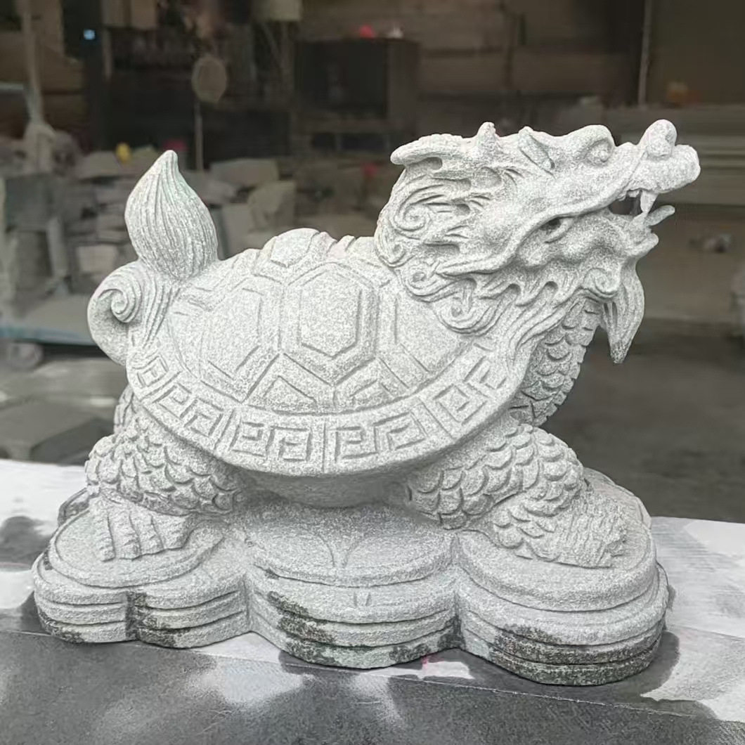花岗岩石雕龙头龟摆件现货