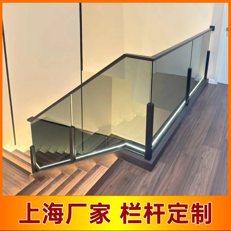 玻璃护栏不锈钢楼梯扶手 适配阳台室内外 现代楼梯厂家简约设计