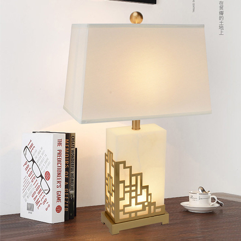 现代简约客厅卧室大理石台灯设计师样板房间奢华创意床头云石台灯