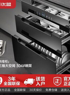 优盟UX331家用柜嵌入式立碗柜橱柜304不锈钢120升大容量