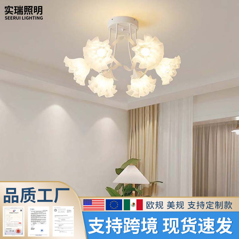 法式奶油风客厅吊灯设计师创意玲兰花餐厅卧室吸顶灯美式复古灯饰