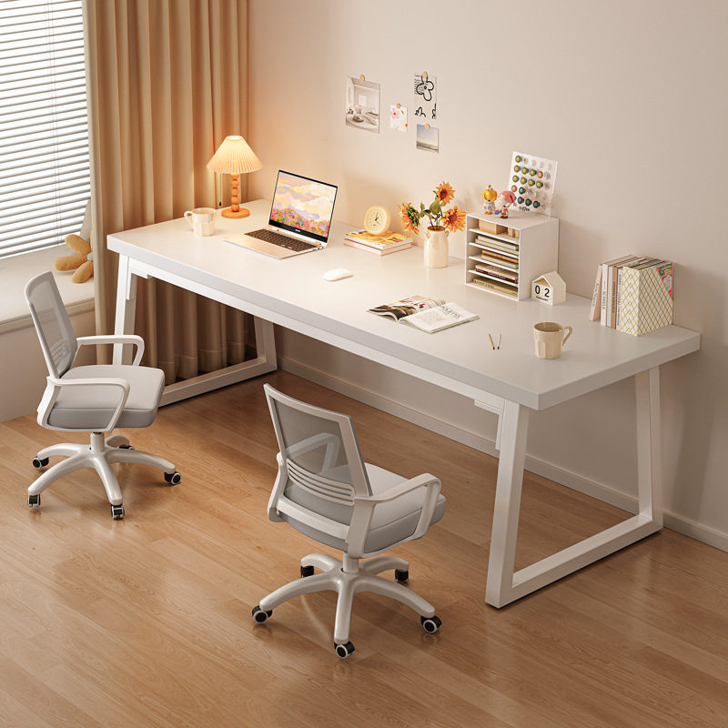 双人电脑桌台式长书桌学生家用学习写字桌小户型卧室白色办公桌子