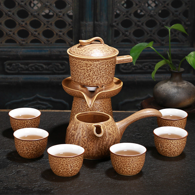 厂家直销创意特色古陶自动茶具套装防烫懒人陶瓷办公家用礼品