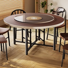 实木餐桌家用小户型圆形吃饭桌子旋转盘圆桌圆桌面可折叠大圆桌