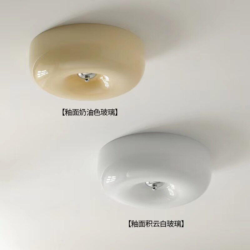 中古复古卧室布丁吸顶灯玻璃奶油风创意阳台衣帽间玄关入户走廊灯