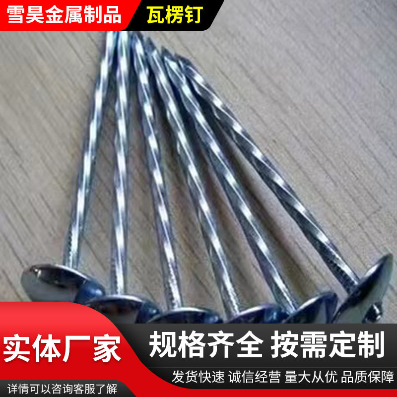 批发螺纹带帽麻杆瓦楞钉 抛光搓丝伞钉 建筑组合铁钉伞钉厂家供应