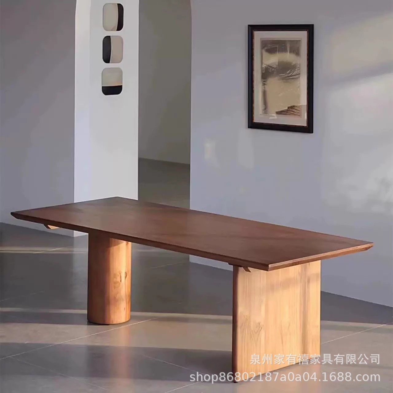原木大板会议工作台极简设计师办公桌实木长方形书桌家用餐桌组合