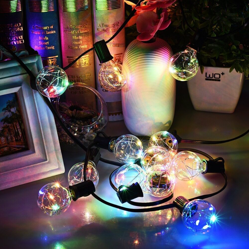 热销新品G40RGB铜线灯串30FT30灯8功能低压装饰LED灯串RGB变色