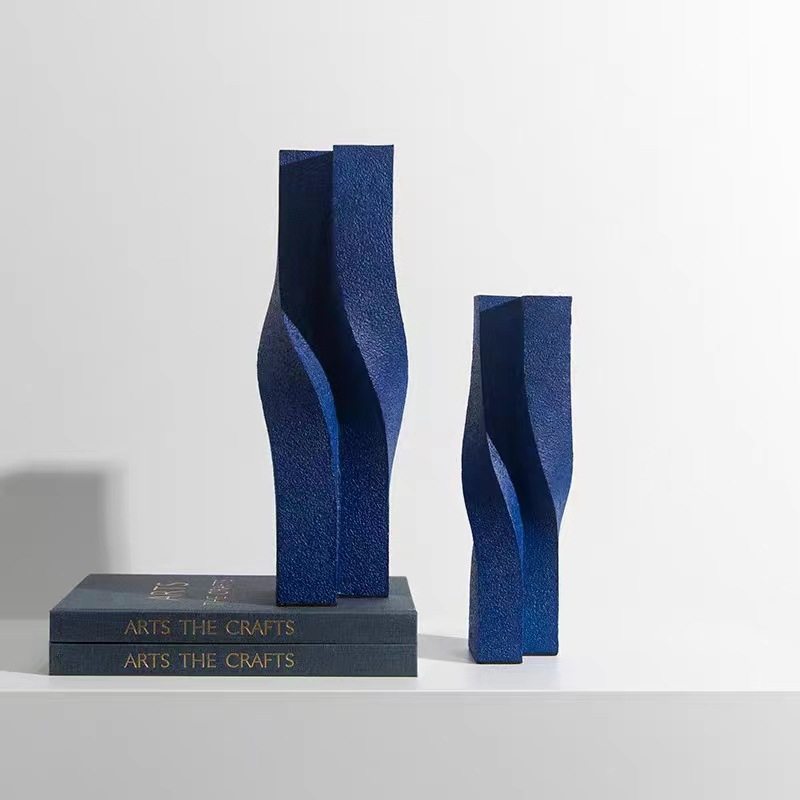 简约克莱茵蓝色扭曲花瓶客厅摆件样板间餐厅家居艺术软装饰品手工,电子元器件市场,电线扎带/束线带,淘宝优惠券,粉丝福利购,淘宝优惠卷