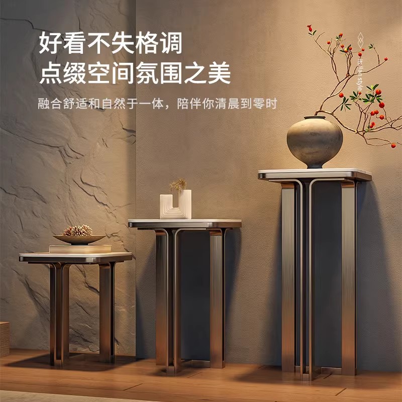 不锈钢北欧现代轻奢客厅大理石花架边几网红落地式置物架子边几