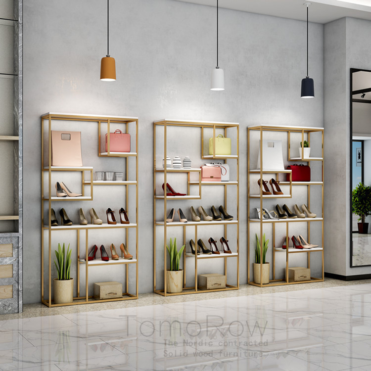 北欧商场鞋架 服装店置物架鞋店货架鞋包展示橱窗商用多层收纳架