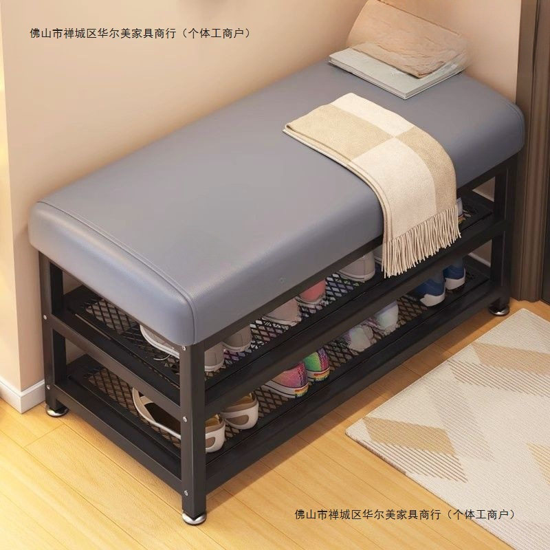 玄关入户铁艺换鞋凳带鞋架