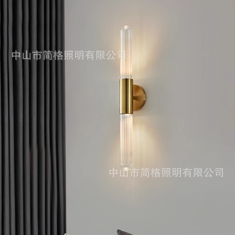 简约现代全铜长条纹酒店客厅卧室过道装饰画浴室镜前灯床头壁灯