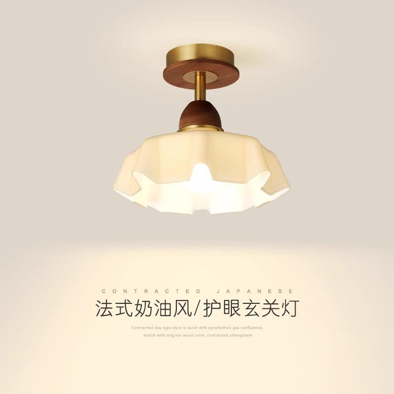 北美黑胡桃木过道灯玻璃走廊灯阳台玄关吸顶灯现代简约衣帽间灯具