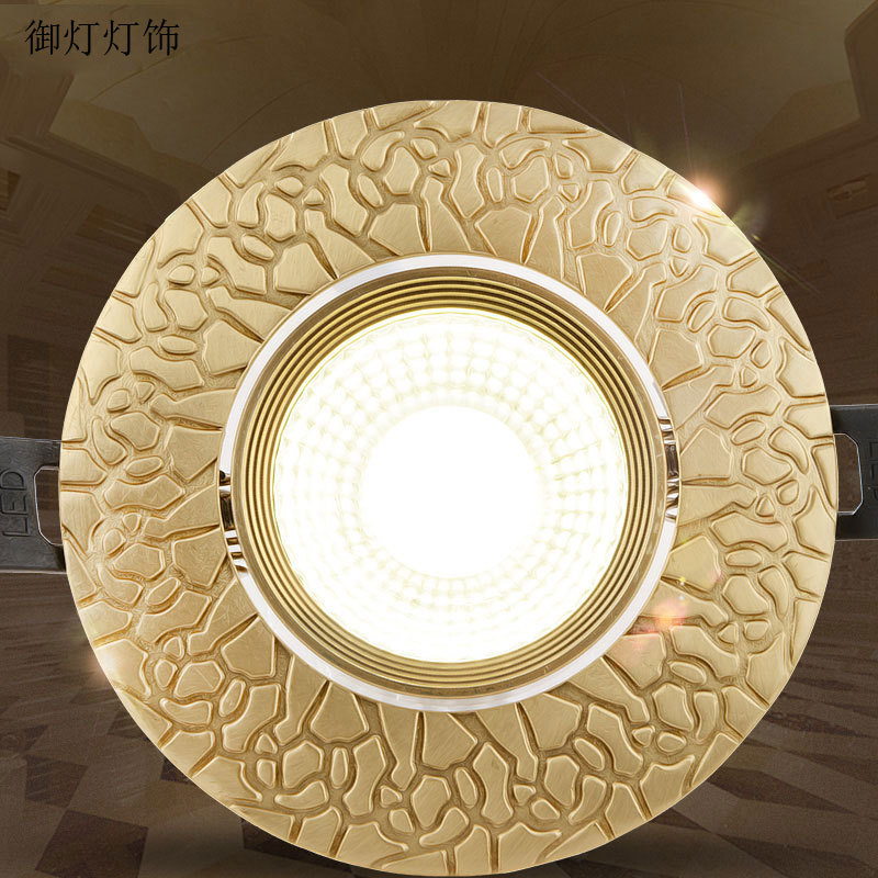 欧式全铜筒灯led天花灯嵌入式美式复古客厅餐厅卧室筒灯全铜射灯