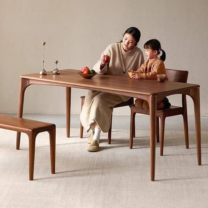 北美胡桃木实木餐桌原木书桌简约茶桌饭桌现代桌子榫卯长方形家用