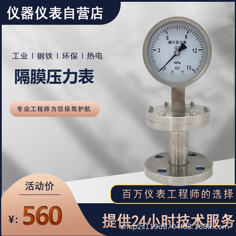 不锈钢膜片压力表微压防腐隔膜法兰螺纹电接点Y-100B/150B