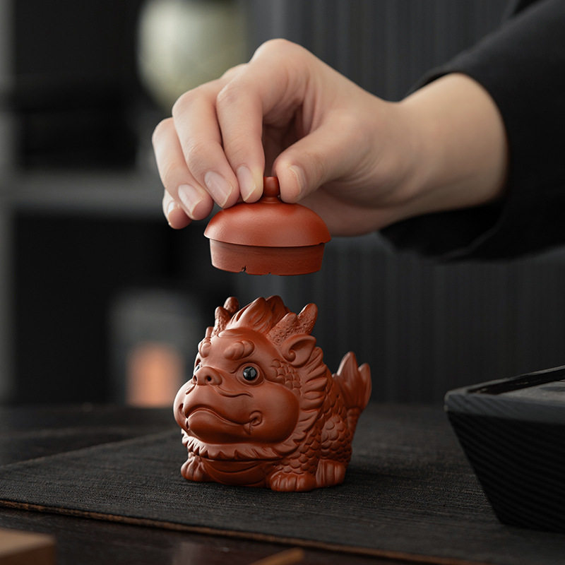 鱼化龙紫砂茶宠摆件精品可养个性茶玩茶桌茶台盖碗茶壶盖子盖置