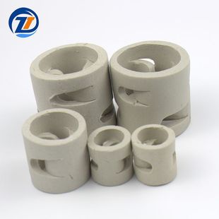 鲍尔环陶瓷散堆填料 升级拉西环开孔环形填料