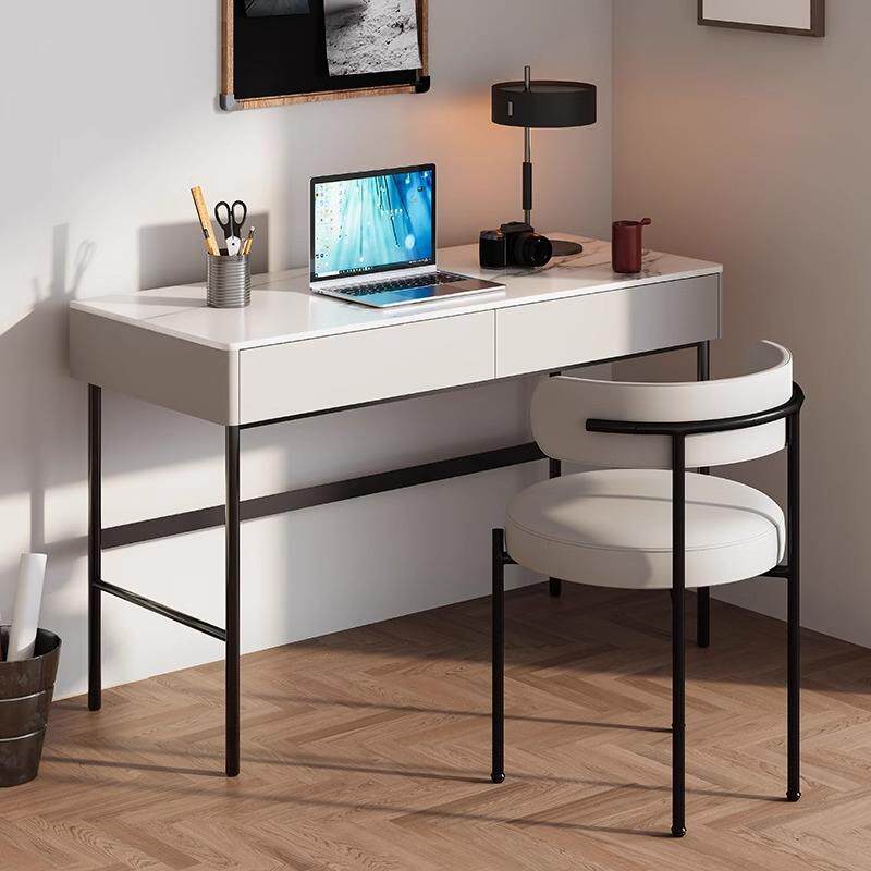 意式岩板轻奢全实木书桌卧室小户型学生成人家用台式电脑办公桌子