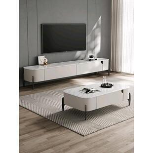 意式极简微晶石茶几电视柜组合简约现代客厅家用轻奢高脚茶几地柜