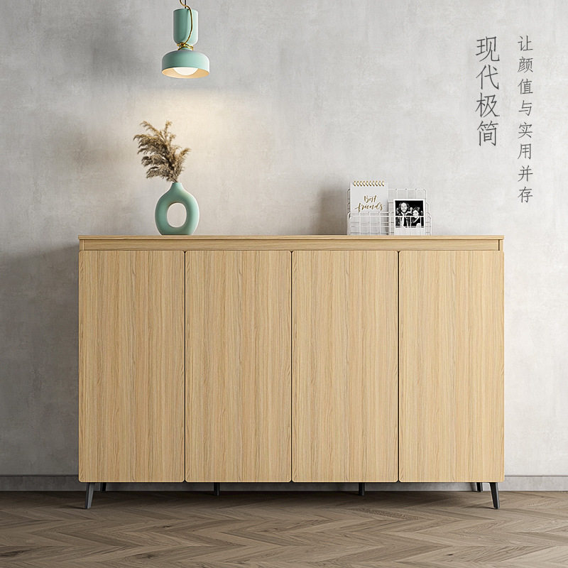 极简鞋柜家用门口现代简约超大容量实木色简约鞋橱玄关入户储物柜