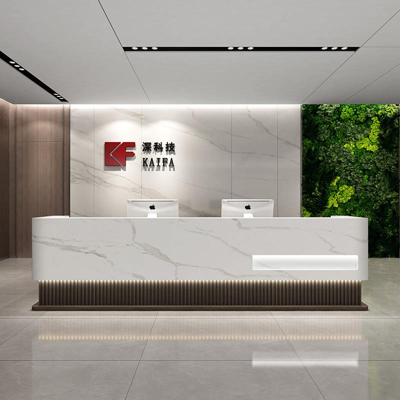 简约现代中式收银台宾馆售楼部吧台桌大厅公司酒店前台接待台