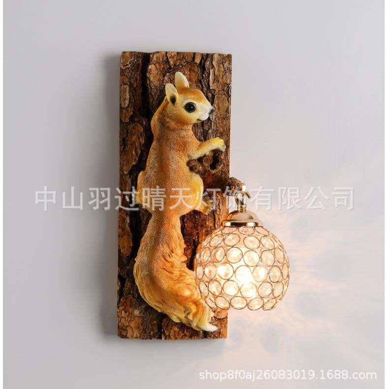 北欧田园松鼠壁灯壁挂动物壁灯餐厅客厅廊道酒吧工程展装饰过道灯