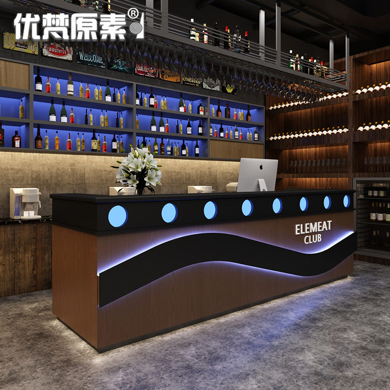 创意工业风酒吧吧台健身房商用收银台复古前台网吧店铺接待台