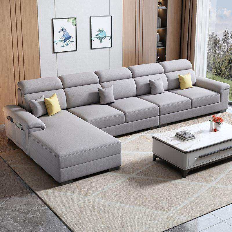 北欧贵妃猫爪皮沙发布艺现代简约大小户型客厅可调节转角棉麻沙发