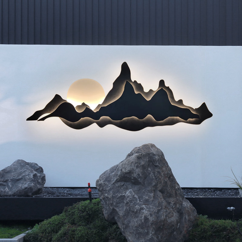庭院围墙外墙壁灯户外防水花园景观室外别墅中式山水造景园林工程