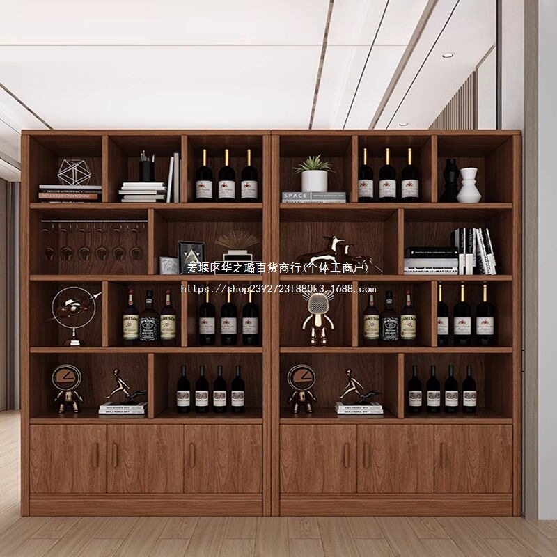 实木酒柜靠墙客厅置物架隔断展示柜中式复古白酒架2023年新款家用