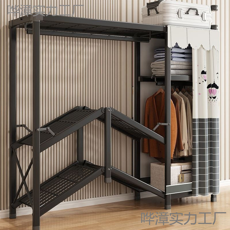 折叠简易衣柜家用卧室免安装布衣橱小户型全钢架结实耐用出租房用