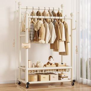 32管挂衣架落地卧室家用房间双杆晾晒衣可移动多功能衣帽架服架子