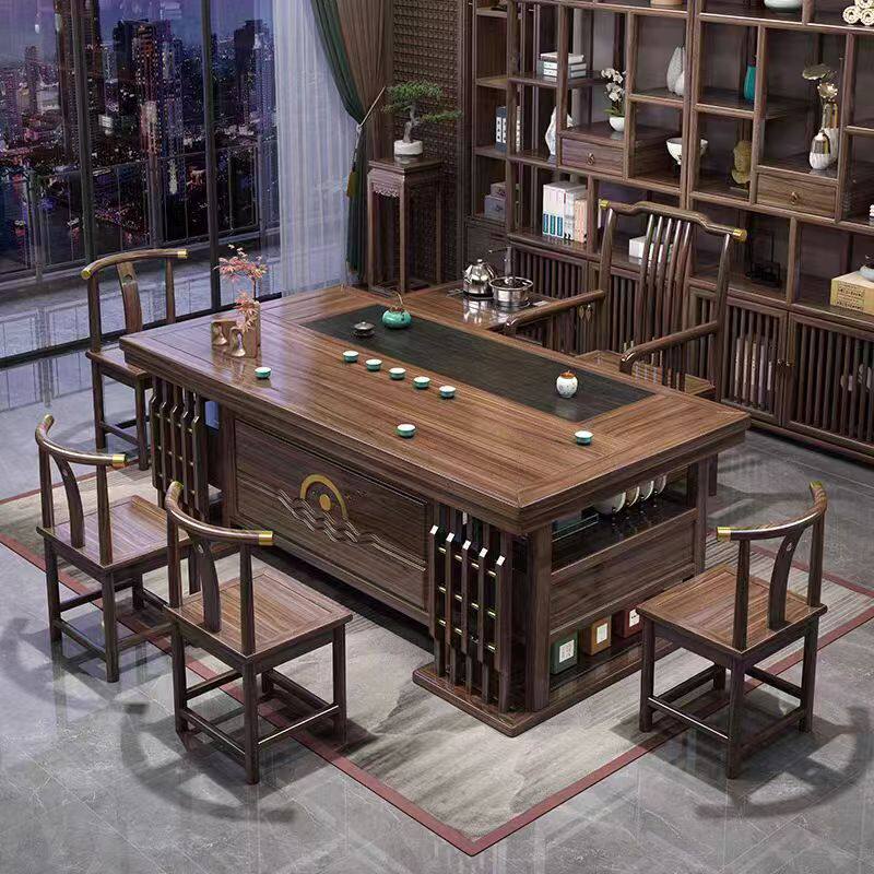 实木茶桌椅组合新中式办公室茶几茶具套装一体现代简约功夫泡茶台