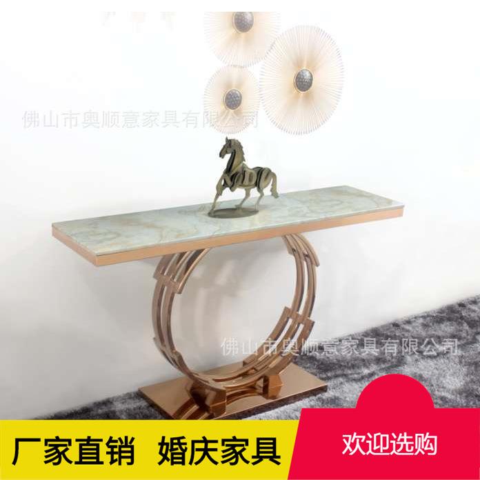 后现代简约轻奢玄关创意不锈钢金色门边柜新古典样板间家具现做