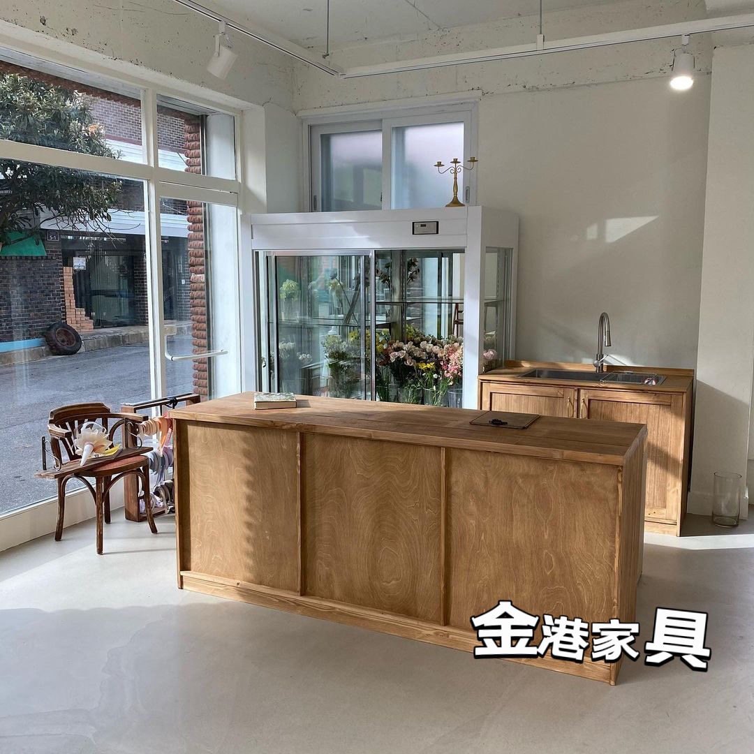 实木收银台中岛柜台咖啡店