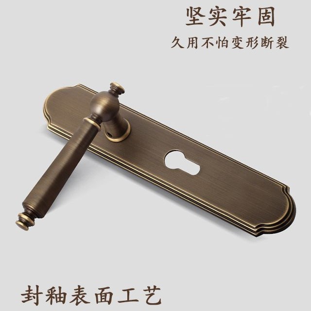 美式轻奢门把手黄铜木门门锁静音室内卧室房门锁法式复古锁通用