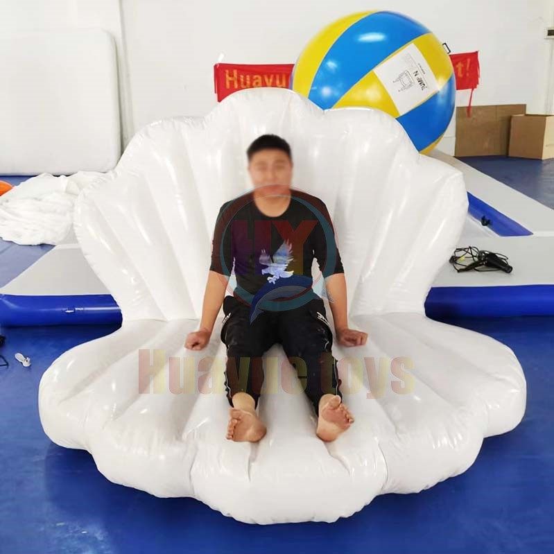 网红充气PVC贝壳沙发浮床水上游泳美人鱼成人水上游乐设备