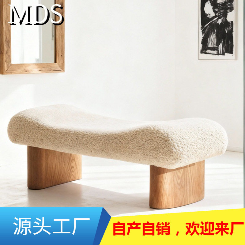 北欧简约衣帽间门口换鞋凳设计师创意卧室床尾凳客厅入户实木长凳