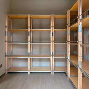 轻奢多层光轴置物架展示架陈列架铝型材桦木海洋板收纳架储物架子