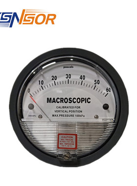 上海梓缘销售 ZYSENSOR差压表 2000-60PA 指针式 双刻度差压表