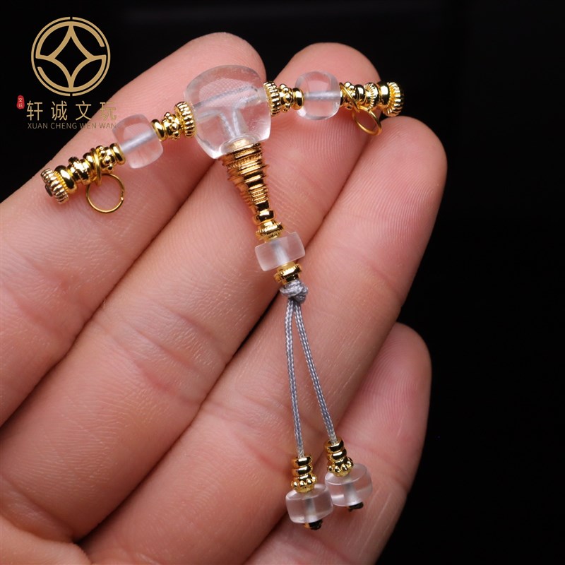 古法金配件天然水晶组合套装隔珠散珠圆珠子DIY文玩配饰配件饰品