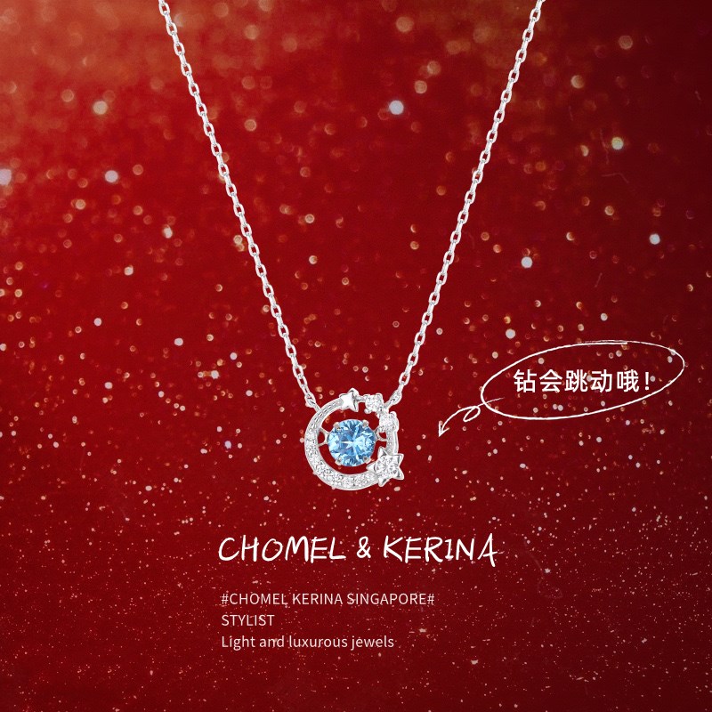 众星捧月999纯银跳动的心项链女轻奢小众设计感闺蜜生日礼物