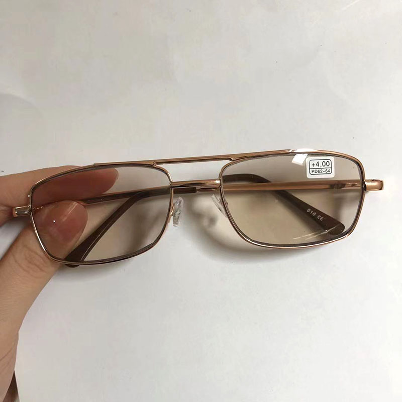 智能感光变色天然水晶老花镜男清耐磨茶色灰色遮阳护目水晶眼镜