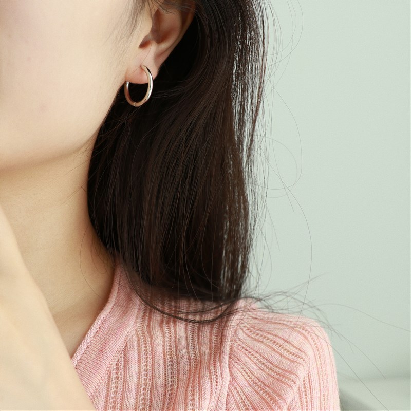 因缺斯汀极简圆圈耳扣蚊t香盘耳夹无耳洞高级感素圈耳环女小众简