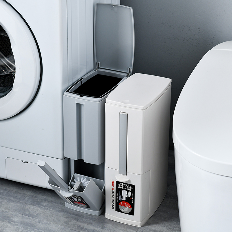 日式窄缝垃圾桶马桶刷套装夹缝隐藏家用一体式刷子卫生间厕所纸篓