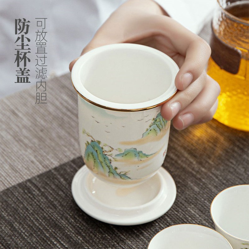 玻璃泡茶杯茶水分离便携喝茶精致茶具男女主人个人陶瓷杯子壶