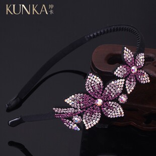 水钻发箍带齿防滑头饰宽边发饰韩国镶钻甜美水晶花朵头箍细压发卡